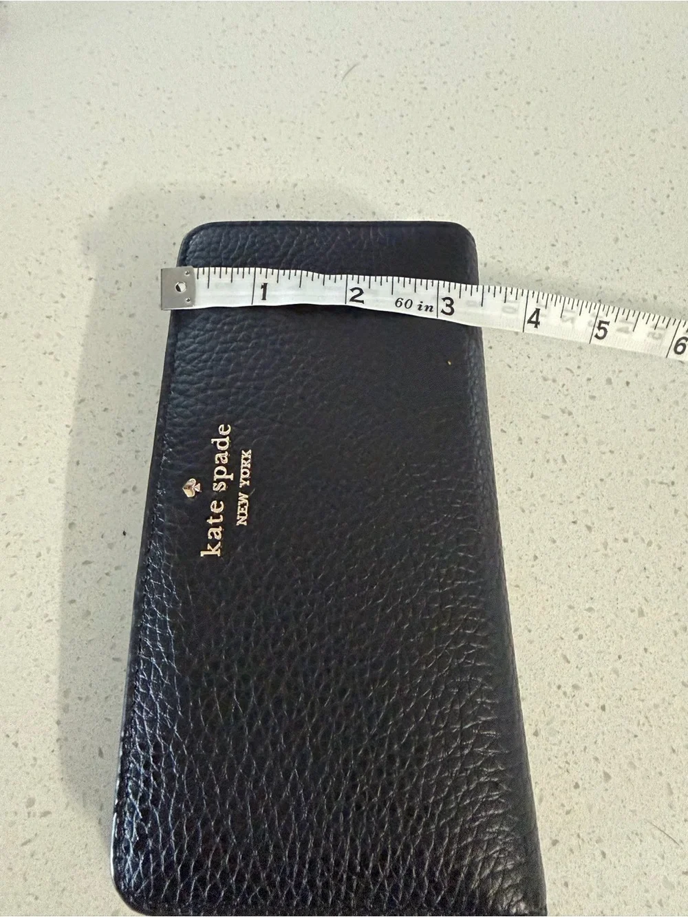 kate spade black pebbled leather wallet